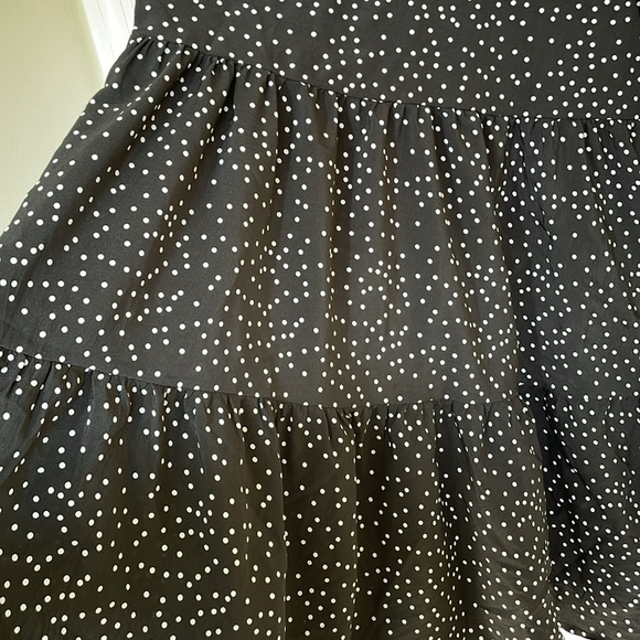 Black & White Polka Dots Bohemian Balloon Sleeves Loose Fit Dress Size Small - Picture 4 of 10